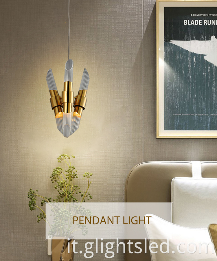 Lampada a sospensione a LED in vetro dorato da comodino per camera da letto interna facile da installare G-Lights